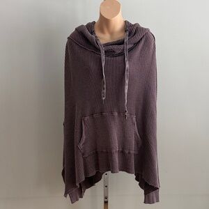 Free People Oversized Cozy Waffle Knit Hoodie - Dusty Plum Size S